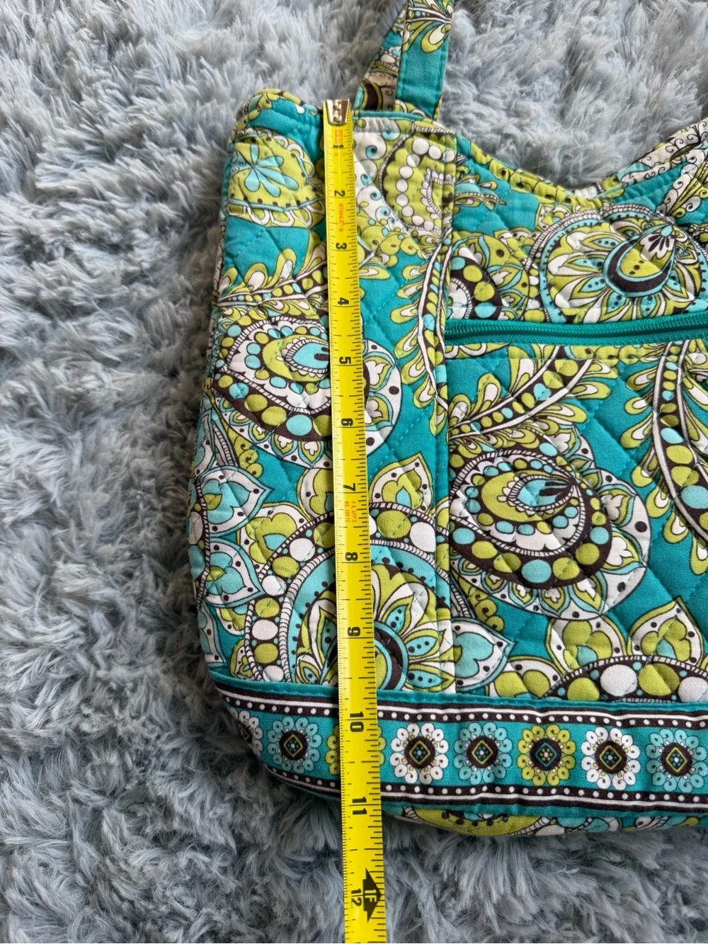 Vera Bradley Turquoise & Lime Paisley Quilted Tote - Peacock Pattern